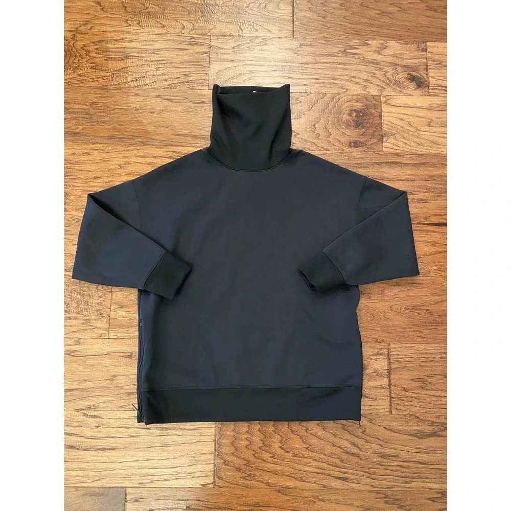 All in Motion Airy Sleek Funnel Neck Sweatshirt Black Side Zip XS New